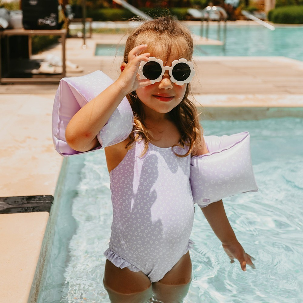 Piepūšamās peldēšanas piedurknes Swim Essentials Lilac Leopard
