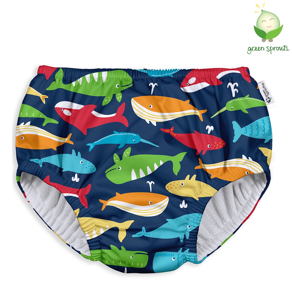 Autiņbiksītes peldbikses Green Sprouts Eco Pull-Up Navy Whale