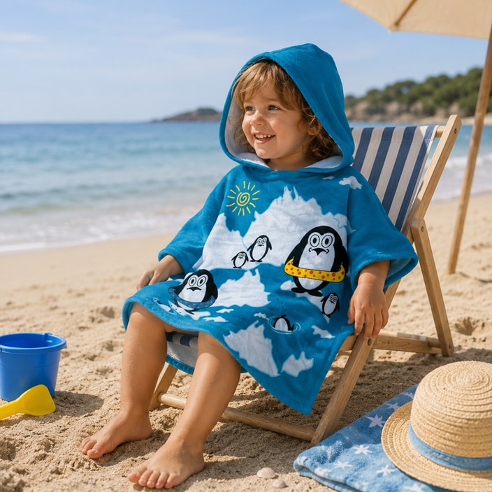 Bērnu dvielis pončo - Le Comptoir Penguins