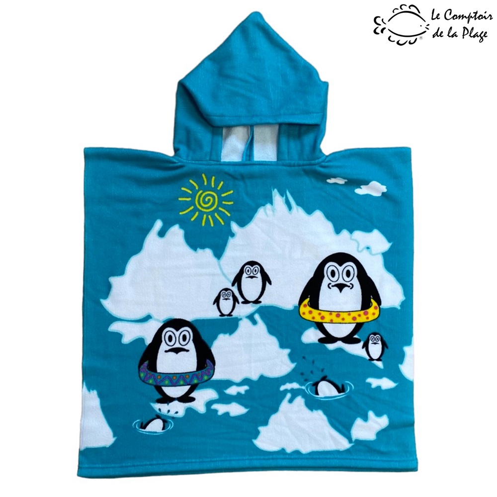 Dvielis pončo ar kapuci bērniem Le Comptoir de la Plage Penguins