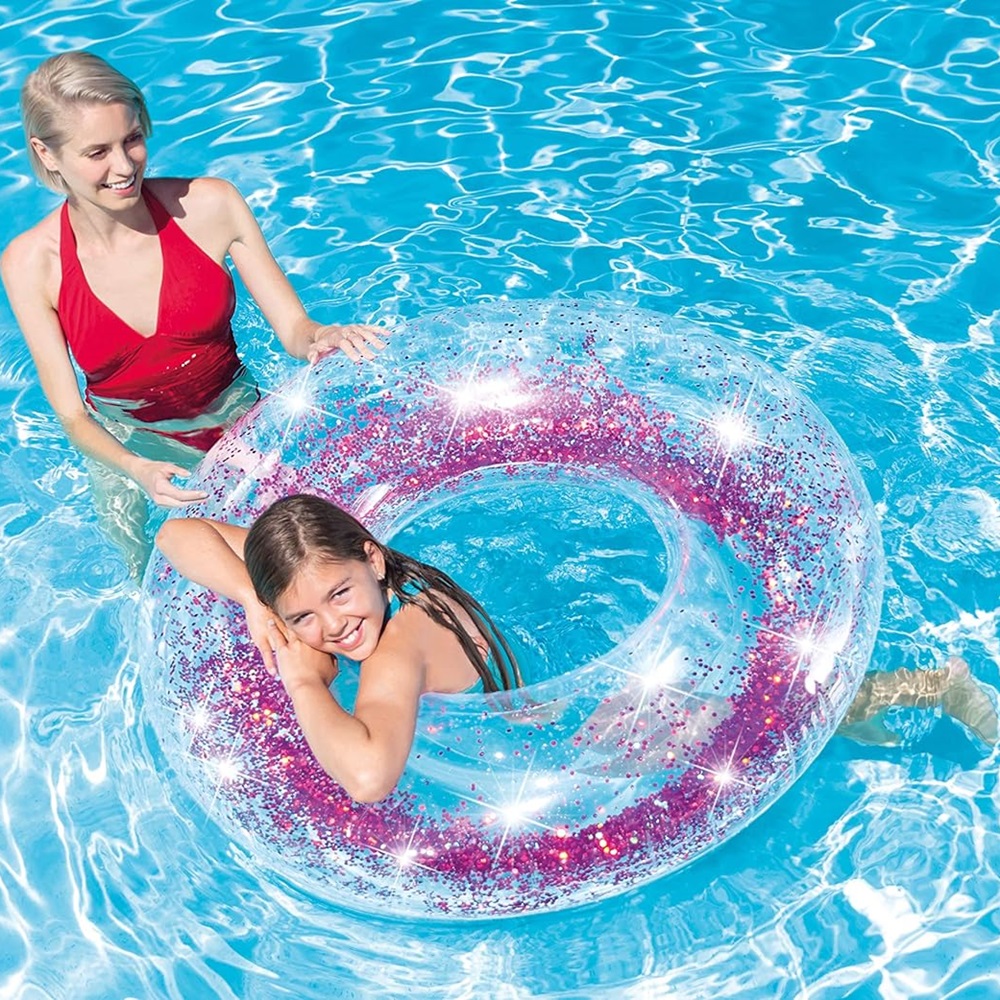 Piepūšams riņķis peldēšanai Intex Glitter Pink