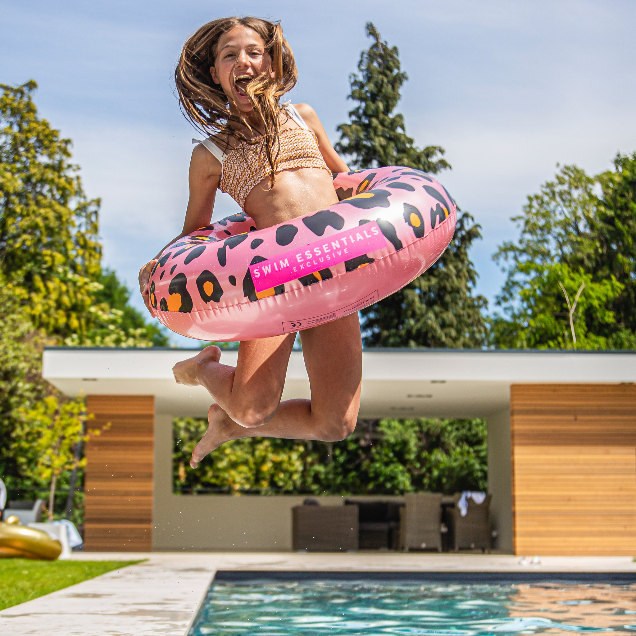 Piepūšams riņķis peldēšanai XL Swim Essentials Pink Leopard