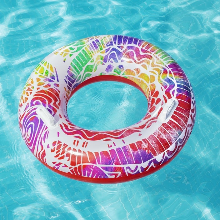 Piepūšamais peldriņķis bērniem Bestway Castaway Summer Swirl XL Red