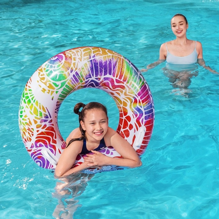 Piepūšamais peldriņķis bērniem Bestway Castaway Summer Swirl XL Red