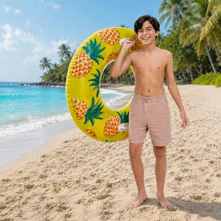 Peldriņķis XL ar rokturiem - Intex Pineapple