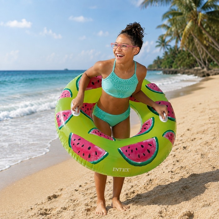 Peldriņķis XL ar rokturiem - Intex Watermelon