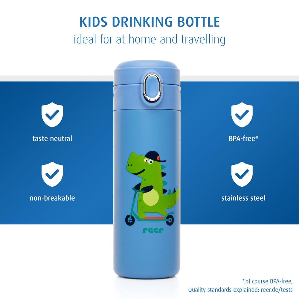 Metāla dzeramā pudele bērniem Reer Dino Blue