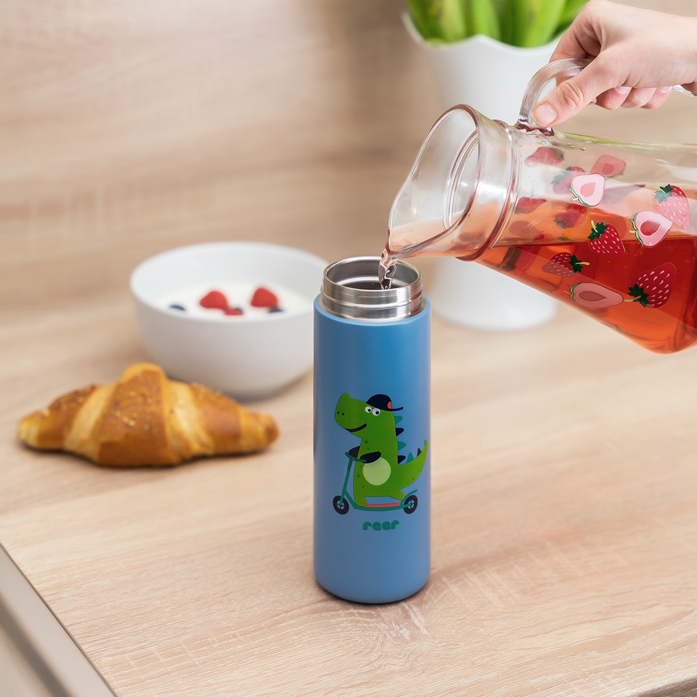 Metāla dzeramā pudele bērniem Reer Dino Blue