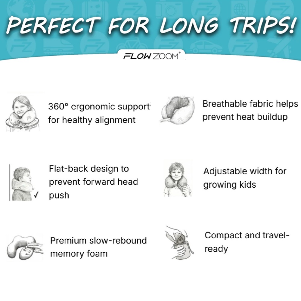 Kakla spilvens - Flowzoom Comfy Kids Pink (S) Kakla spilvens - Flowzoom Comfy Kids Pink (S)