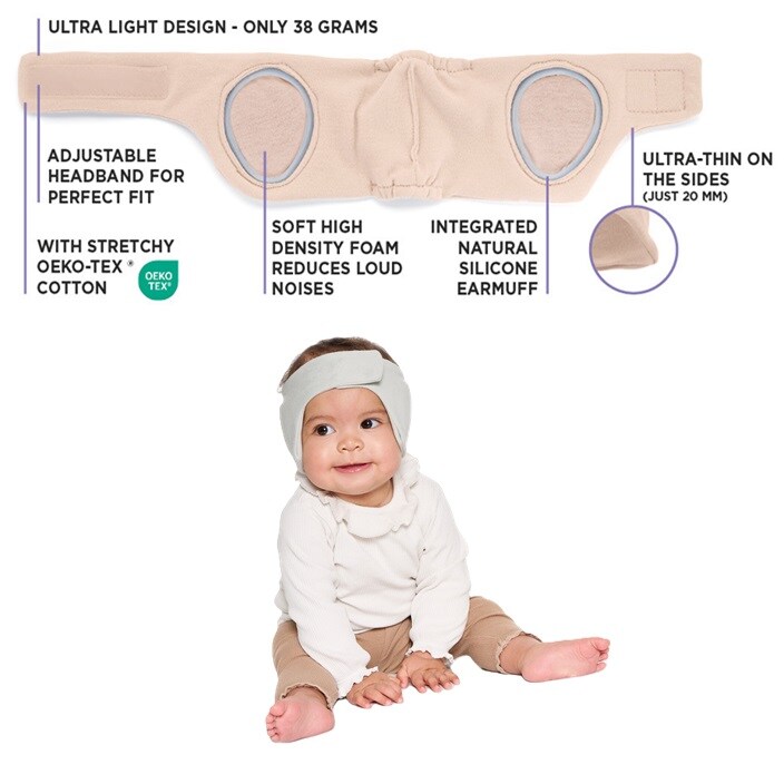 Dzirdes aizsargi zīdaiņiem - Dooky Headband Beige