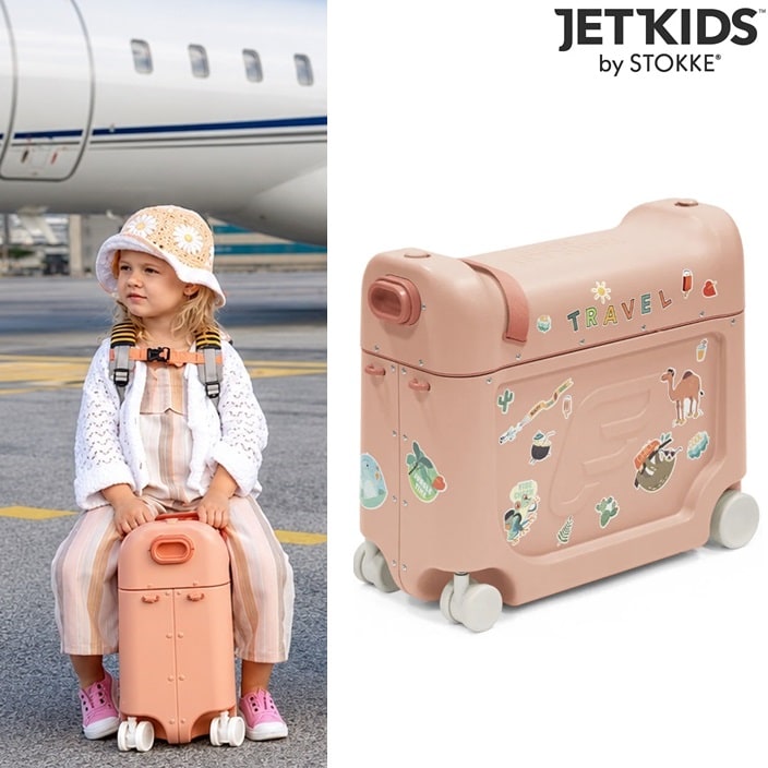 Braucams ceļojumu koferis – Stokke JetKids BedBox Coral Pink