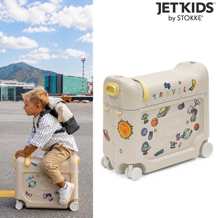 Braucams ceļojumu koferis – Stokke JetKids BedBox Moonglow White