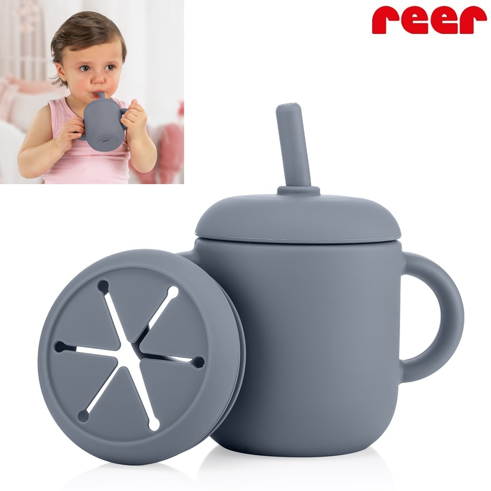 Krūze un uzkodu burka 2-in-1 bērniem Reer Snackcup Blue