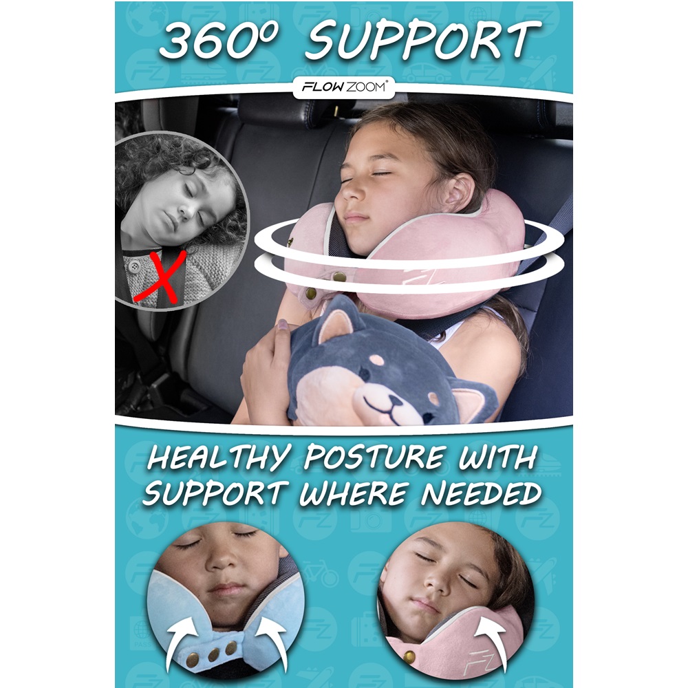 Kakla spilvens bērniem Flowzoom Comfy Kids Pink Medium