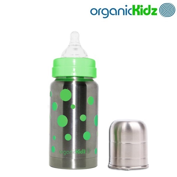 Termiskā bērnu pudelīte OrganicKidz Green Dots