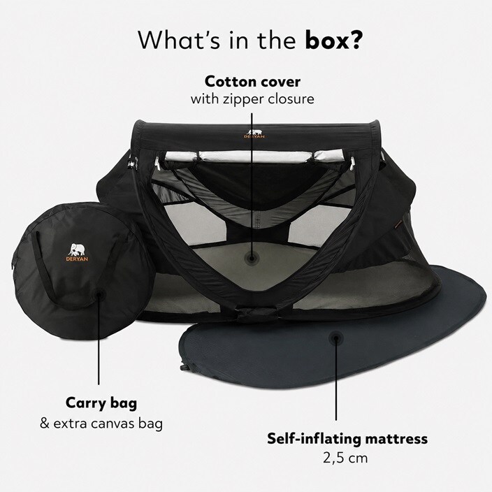 Ceļojumu gultiņa - Deryan Toddler Luxe Black