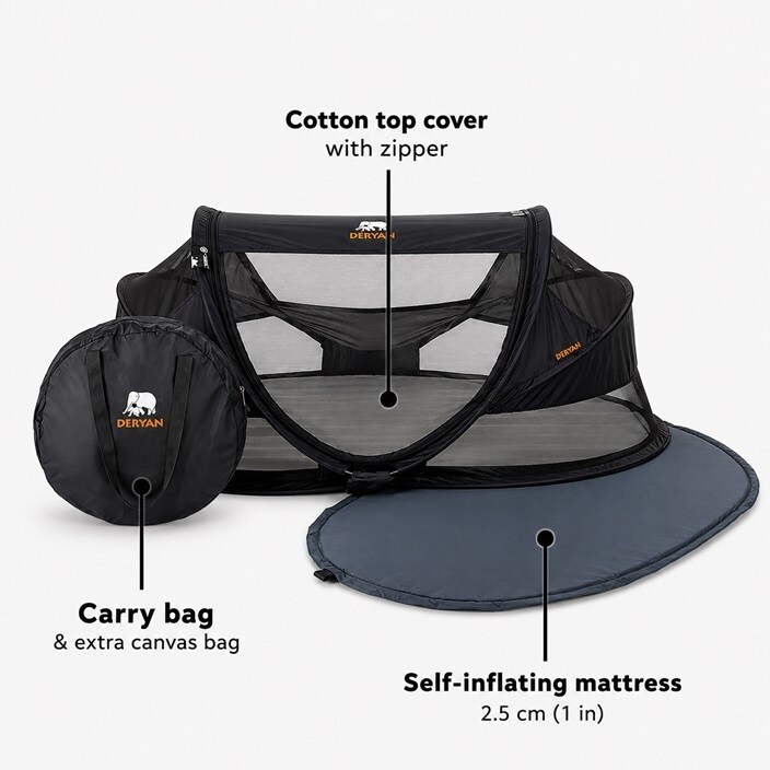 Ceļojumu gultiņa - Deryan Baby Luxe Black