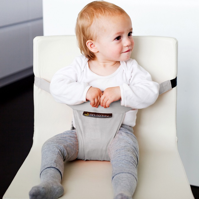 Ceļojumu augstais krēsls Minimonkey Minichair Light Grey