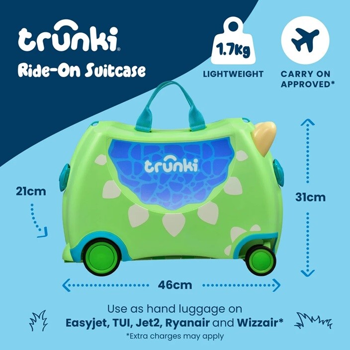 Bērnu ride-on koferis - Trunki Glide Dudley Dino