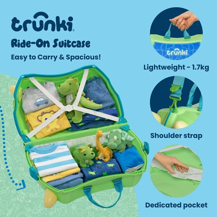 Bērnu ride-on koferis - Trunki Glide Dudley Dino