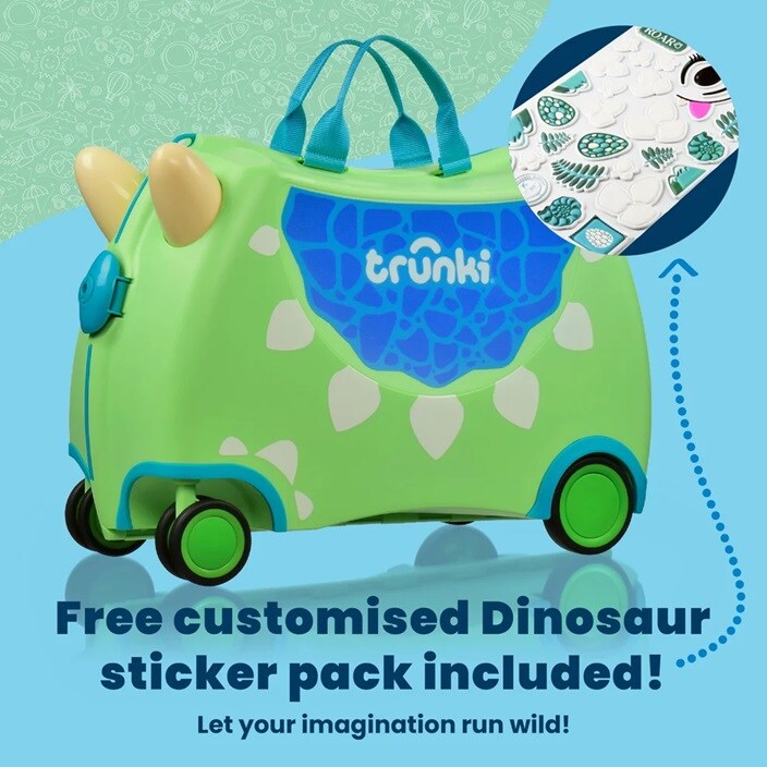 Bērnu ride-on koferis - Trunki Glide Dudley Dino