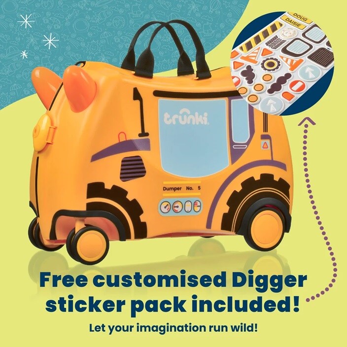 Bērnu ride-on koferis - Trunki Glide Doug Digger