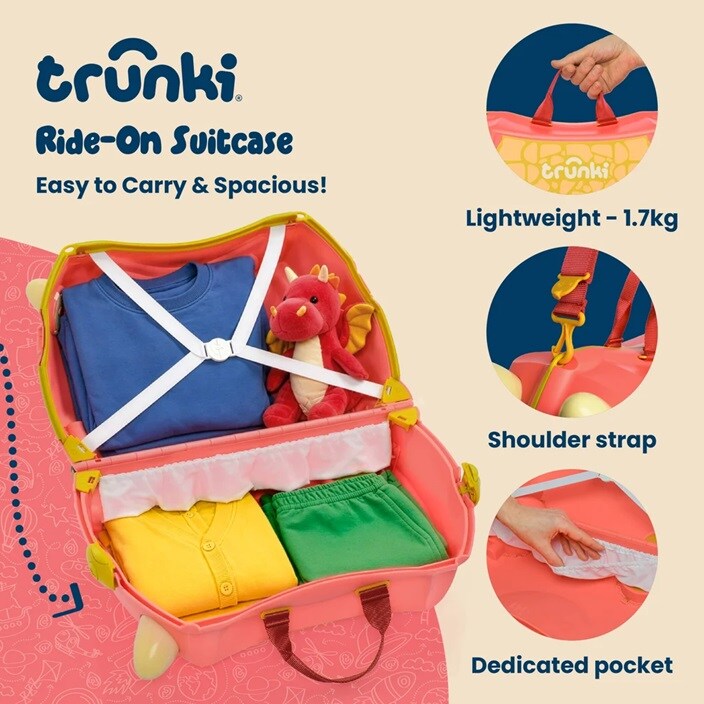 Bērnu ride-on koferis - Trunki Glide Dylan Dragon