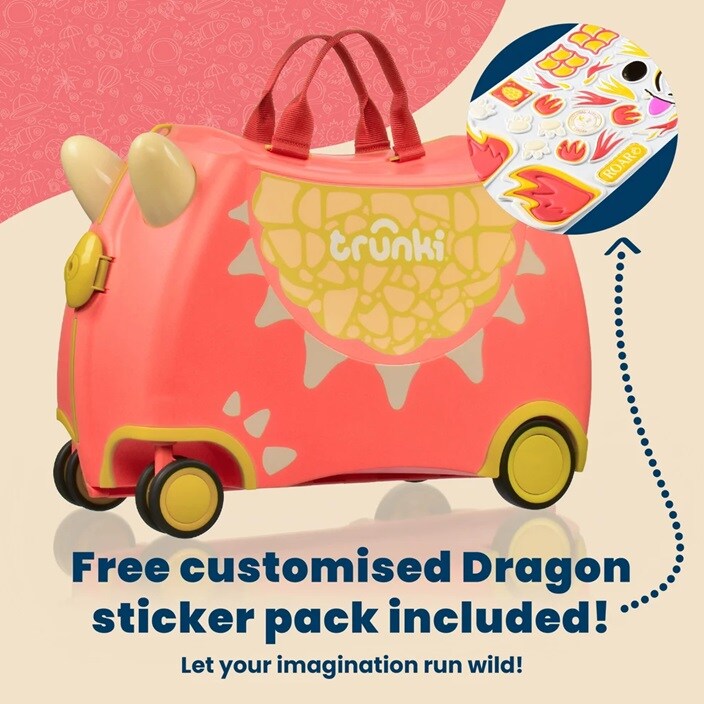 Bērnu ride-on koferis - Trunki Glide Dylan Dragon