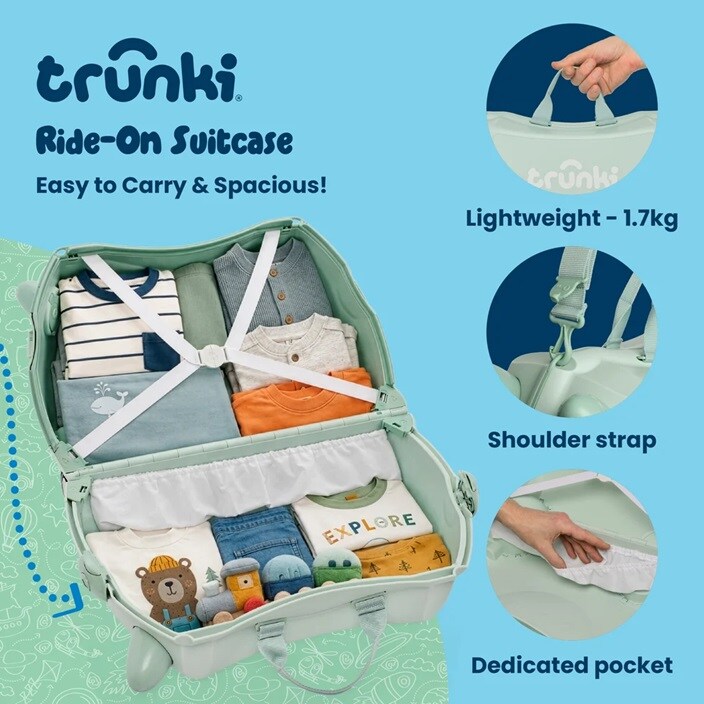Bērnu ride-on koferis - Trunki Glide Sage