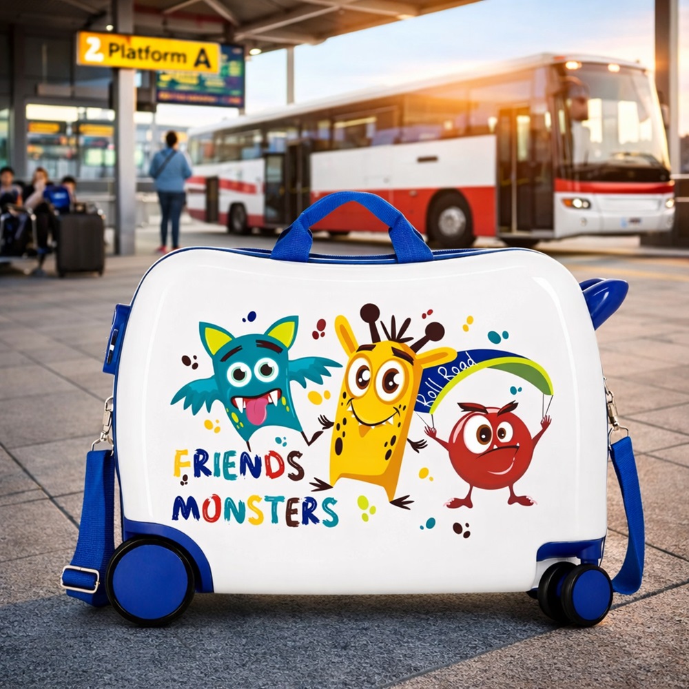 Bērnu ride-on koferis - Roll Road Monster Friends