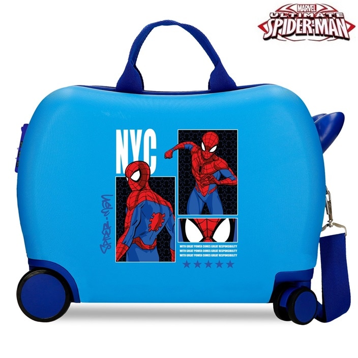 Bērnu ride-on koferis ar riteņiem Spiderman Great Power Blue