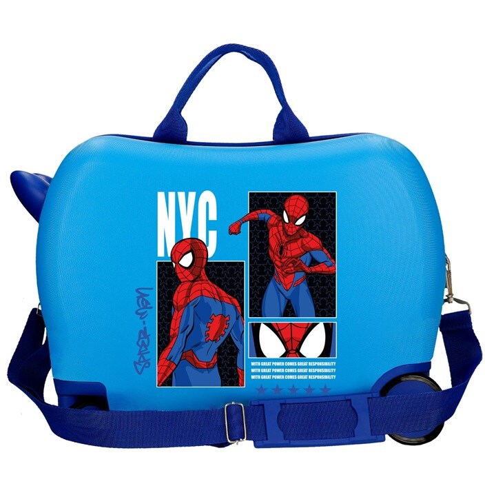 Bērnu ride-on koferis ar riteņiem Spiderman Great Power Blue