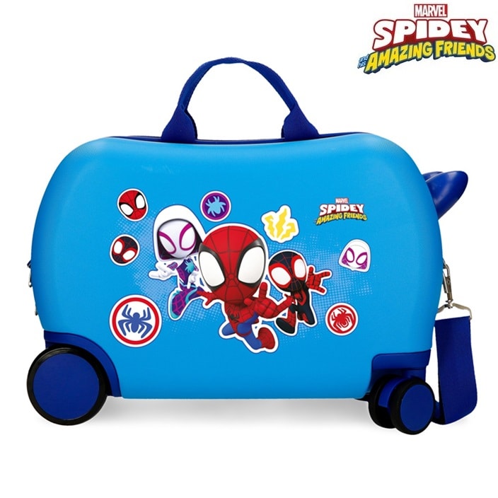 Bērnu ride-on koferis ar riteņiem Spidey Go Webs Go Blue
