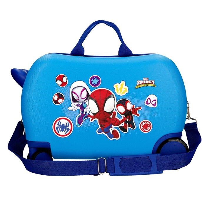 Bērnu ride-on koferis ar riteņiem Spidey Go Webs Go Blue