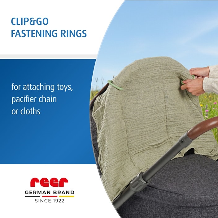 Stiprinājuma gredzeni bērnu ratiem – Reer Clip&Go Fastening Rings