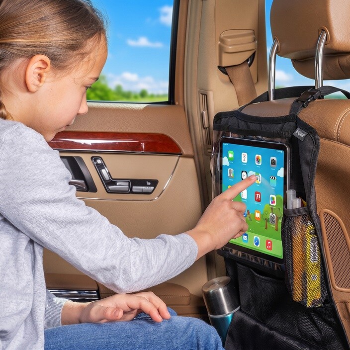 Auto sēdekļa organizators ar planšetdatora turētāju - Reer TravelKid Black