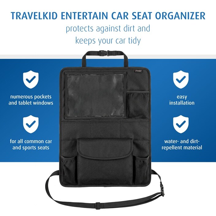 Auto sēdekļa organizators ar planšetdatora turētāju - Reer TravelKid Black