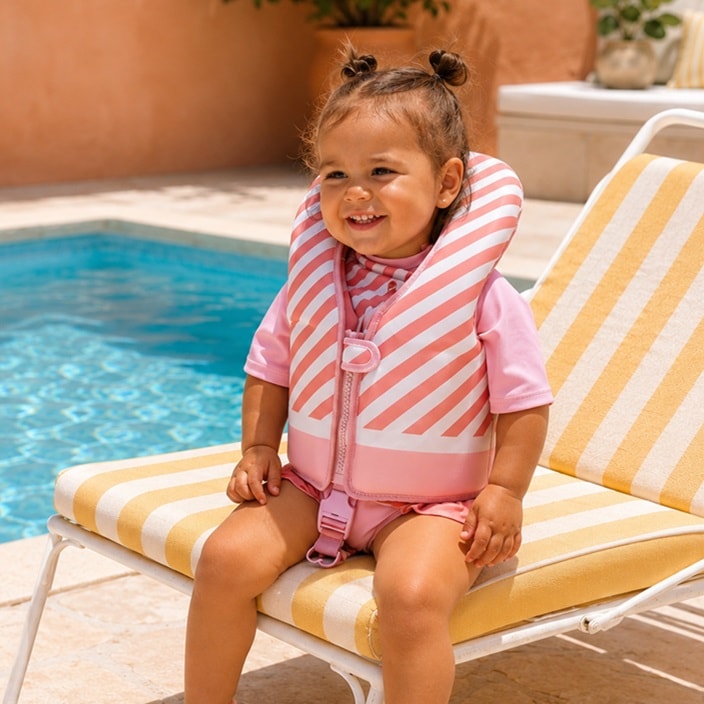 Peldveste bērniem - Monnëka Learning Float Vest Pink Stripes