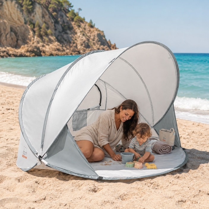 Pludmales telts - Deryan Pop-up Beachten XXL Silver