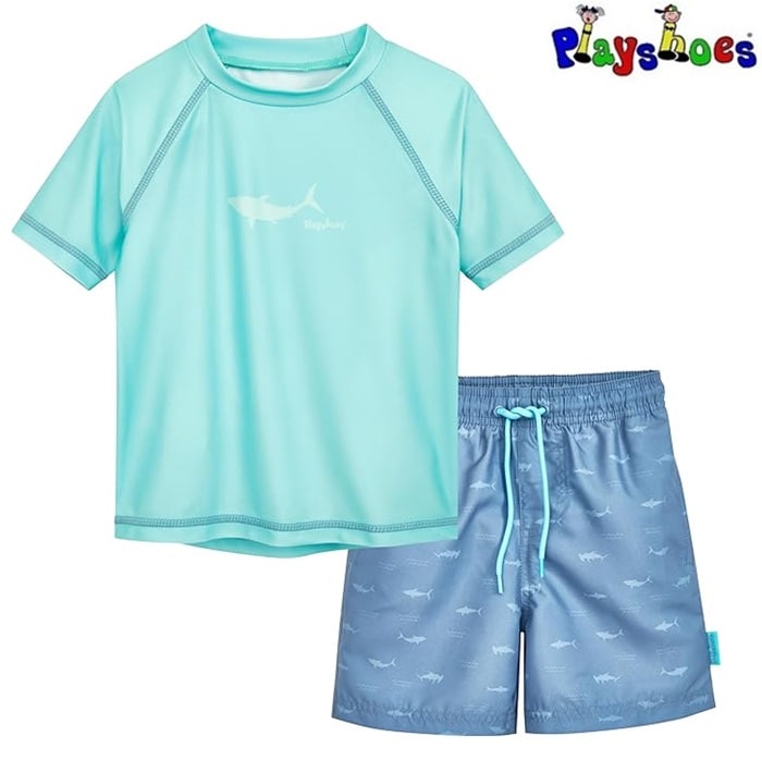 Bērnu UV krekls un peldbikses (set) Playshoes Shark Turqouise